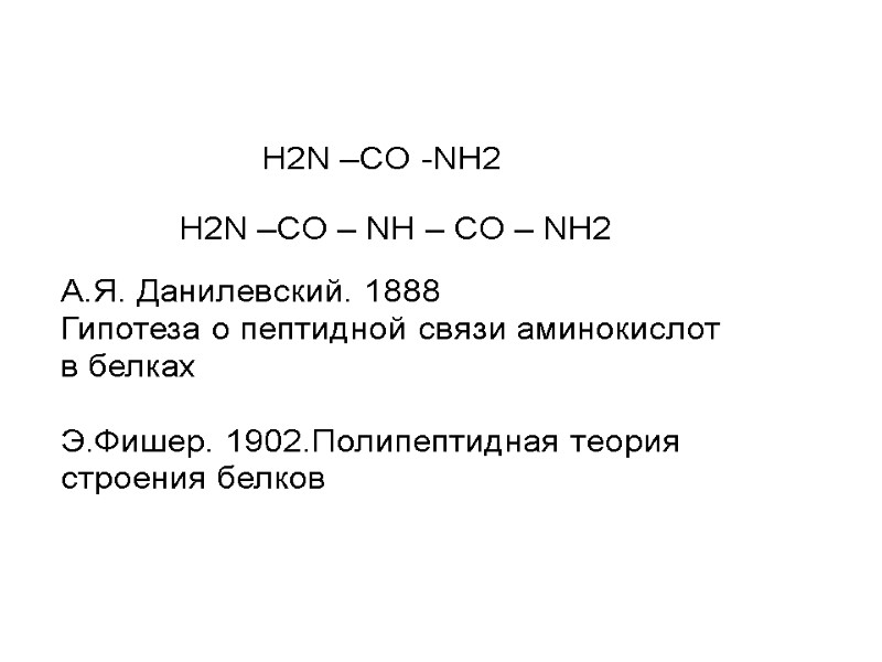 H2N –CO – NH – CO – NH2 H2N –CO -NH2 А.Я. Данилевский. 1888